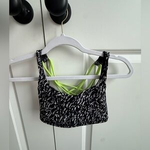 Lululemon free to be wild bra; Black/neon Patterned; size: 2
